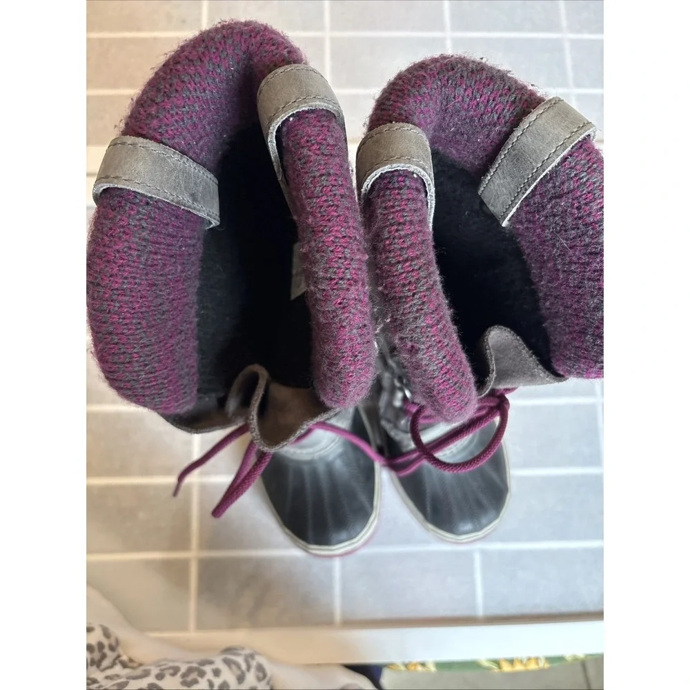 Sorel Joan Of Arctic Winter Snow Boots Waterproof Gray Purple Suede Women‎ Sz 6